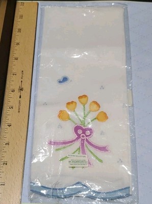 Appliqué Embroidery Guest Tea Hand Towel Vtg Lillian Vernon Orange Purple Green