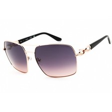Guess Women's Sunglasses Shiny Rose Gold Metal Rectangular Frame GU00159 28B