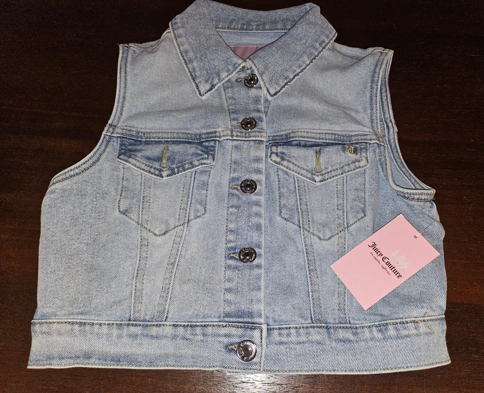 Chaleco Jean Denim Juicy Couture Niñas Talla XS Nuevo Con Etiquetas Foto 3 de 4