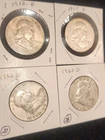 Lot of 4 - Franklin Silver Half Dollar  Denver Mint - 90% Silver