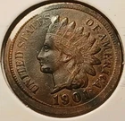 1901 Indian Head Cent AU Detail