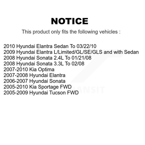 Transit Auto KSN-100659 4-Wheel Set Brake Pad Sets Front & Rear Sedan for Kia - Picture 2 of 2