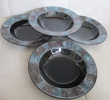 4 Mikasa Galleria OMNI GREEN 9 3/8" Rim Soup Bowls FK705 Japan Set of 4