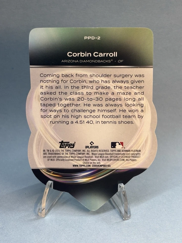 2023 Bowman Platinum Corbin Carroll Platinum Plating #/25 #PPD-2 Arizona Dbacks - Image 2 of 2