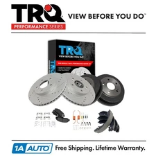TRQ Front & Rear Brake Pad & Rotor,Shoe & Drum Kit Front & Rear Fits Honda