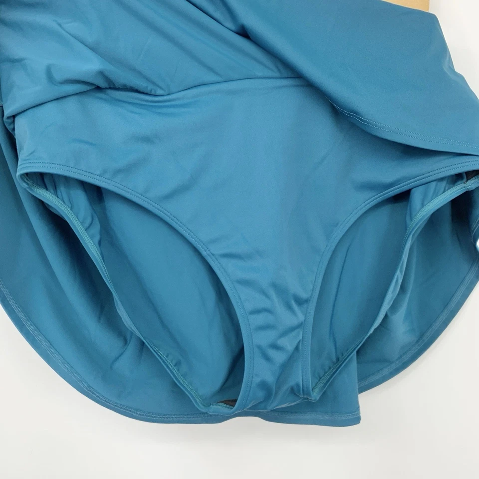 LL Bean Women Size 18 Swim Skirt Swimwear Bathing Suit Bottom Teal Blue Liner - Image 4 of 4