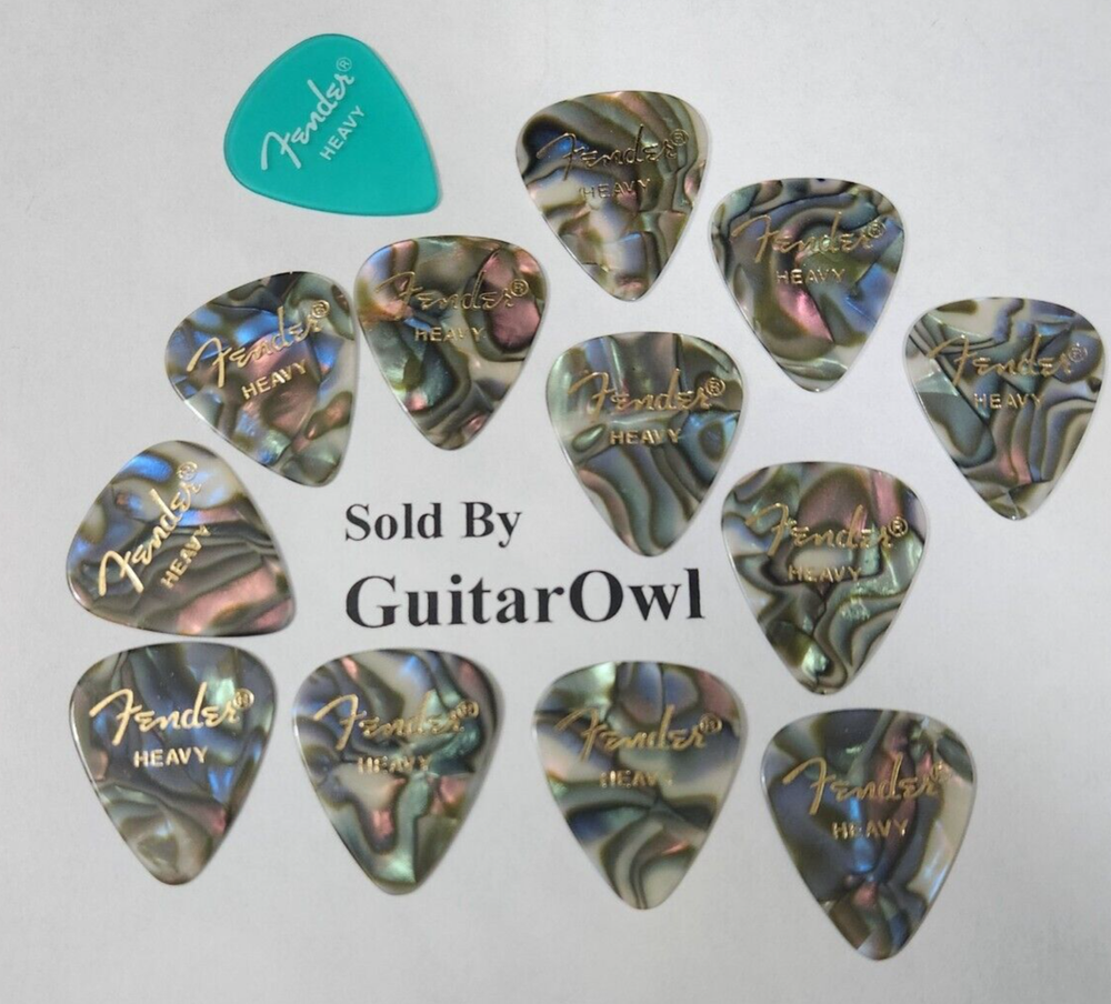 FENDER HEAVY 351 GUITAR PICKS ABALONE 12 picks 2012 HOT STAMPED OLD INVENTORY