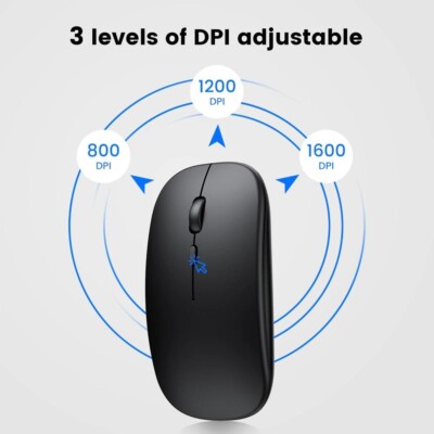 Souris Bureau 1600 DPI Souris Sans Fil Rii 2,4G - 7 LEDs RGB, Rechargeable, 1600 DPI Souris LED Portable