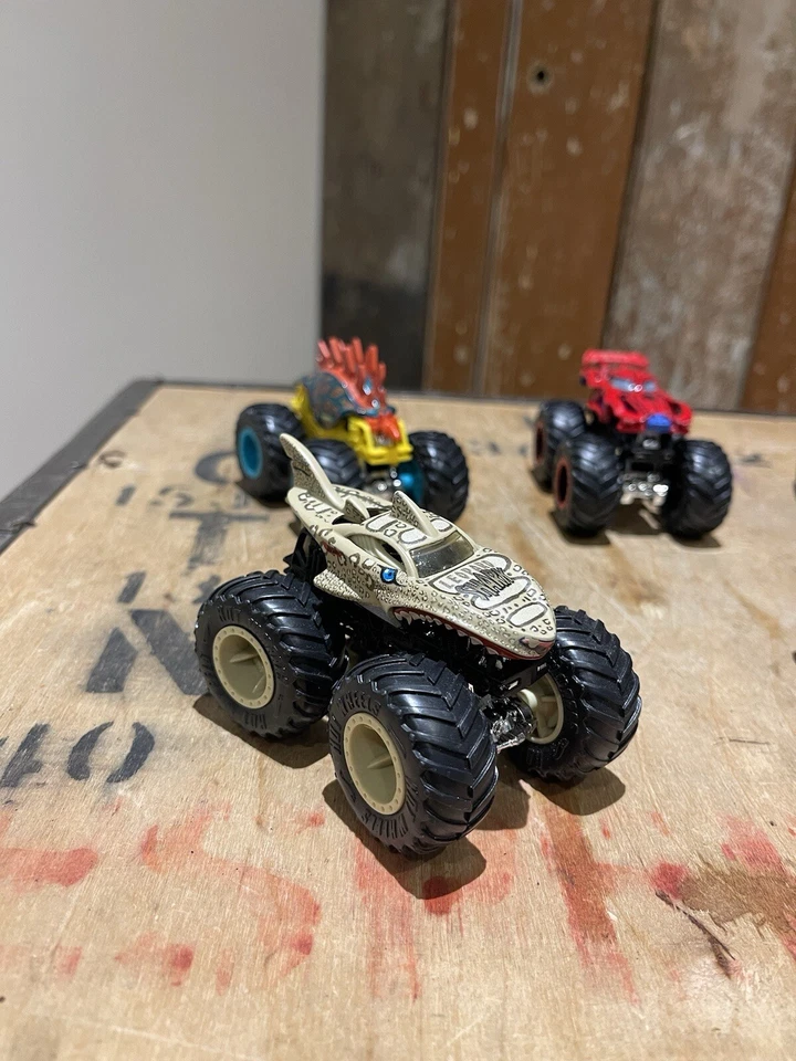 Hot Wheels Monster Truck Bundle Toys Vehicles Spider Man Leopard Shark - image 2 of 4