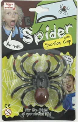 Spinne mit Saugnapf Insekten lustiger Witz Streich gruselig krabbelnder Käfer Trick