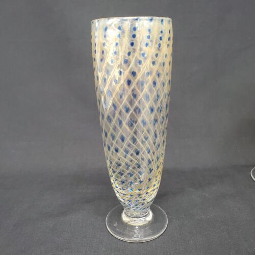 Set Of 4 Paul Bendzunas Hand Blown Stemware Art Glass Signed Dated Reptilian - Picture 2 of 20