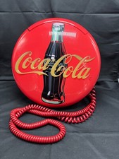 Vintage 1997 Coca Cola Button Telephone Round Disc Light Up Landline Telephone