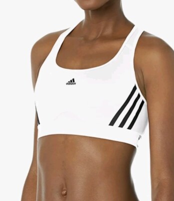 Adidas 3XL Women's Training Medium Support Better 3-Stripes Bra White NWT
