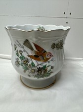 Lineile Ardalt bird planter base gold trim 4" Vintage gold trim