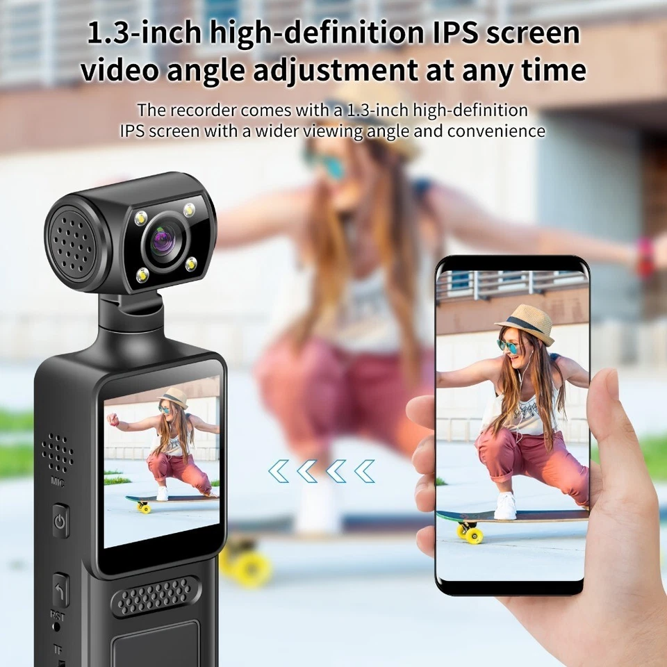 4k Ultra HD Wearable Handheld Night Vision Action Camera with Rotating Lens - Image 4 of 4