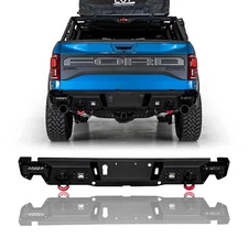 Vijay For 2017-2020 Ford F-150 Raptor SVT Steel Rear Bumper W/LED Lights&D-Rings
