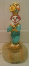 Creative Concepts Ron Lee World of Clown Figure Onyx Base Signed 1991 flowers
