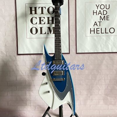 Custom JBD Model 400 Electric Guitar Metallic Blue Whale Shape Solid Body Chrome