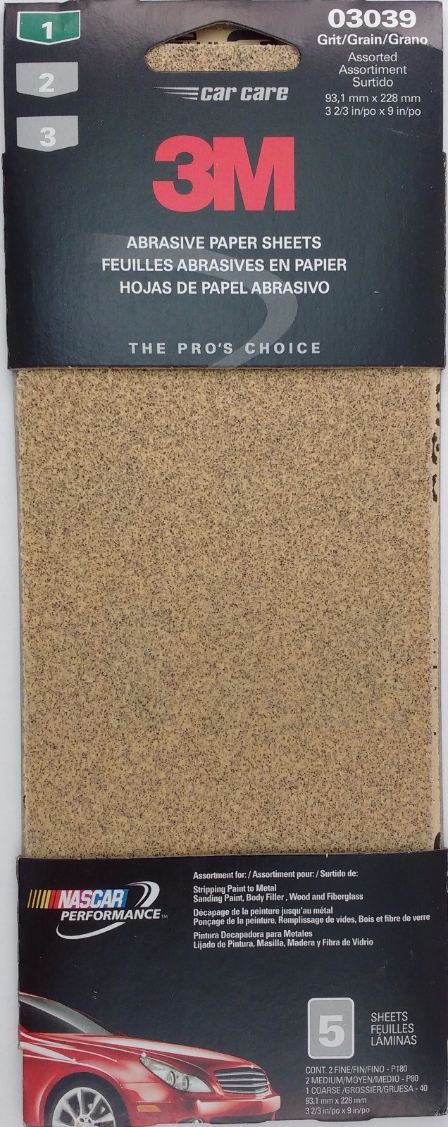 3M SANDPAPER Auto Boat Shop Home 3 2/3"x9", 56 Sheets/Pk SELECT Dry