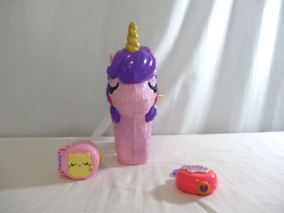 Polly Pocket 2 n 1 Travel Unicorn Party +  Tiny Bee Keeper  +  Pajama Party Cat