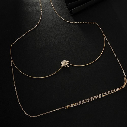 Lingerie Chest Bracket Chain Zircon Leaf Bikini Crystal Chain Gift - Picture 11 of 14