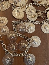 Vintage Roman coin chain belt Cha Cha Dior Haskell Style Gold Tone 43  