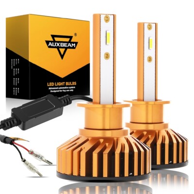 AUXBEAM 2x H1 LED Headlight Bulbs Kit High or Low Beam or Fog Light Lamp 6500K