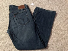 Levis 527 Jeans Low Boot Cut Men’s Size 36 X 30 Dark Blue Worn Look Red Tab 7608