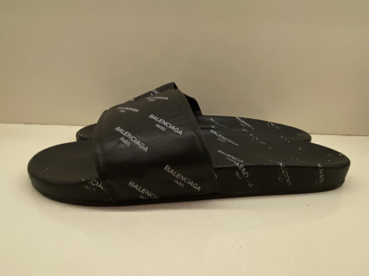 New Balenciaga Men’s Slides size 10&11 $395 Mens Balenciaga Hybrid Logo Pool Slides Sandals  main image 3