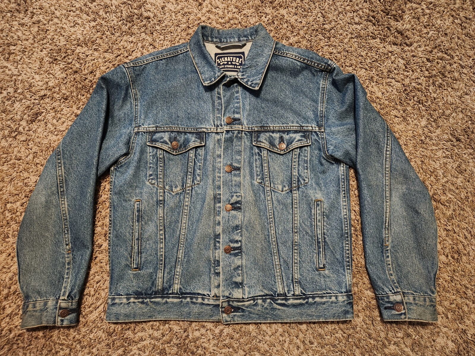 Vintage Levi Strauss Signature Denim Jean Jacket Adult Size Medium Blue Trucker