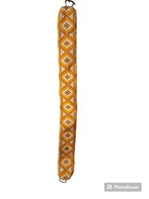 Vtg 60s 70s Hippie Loop Hook Belt Needle Point Yellow And Orange Handmade 28"