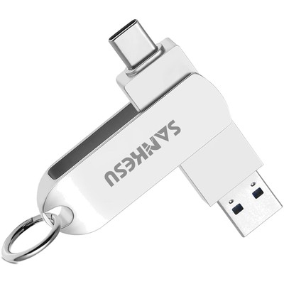 Portabler Dual-USB 3.2 Gen 2 Flash Drive mit 400 MB/s und Edelstahlgehäuse