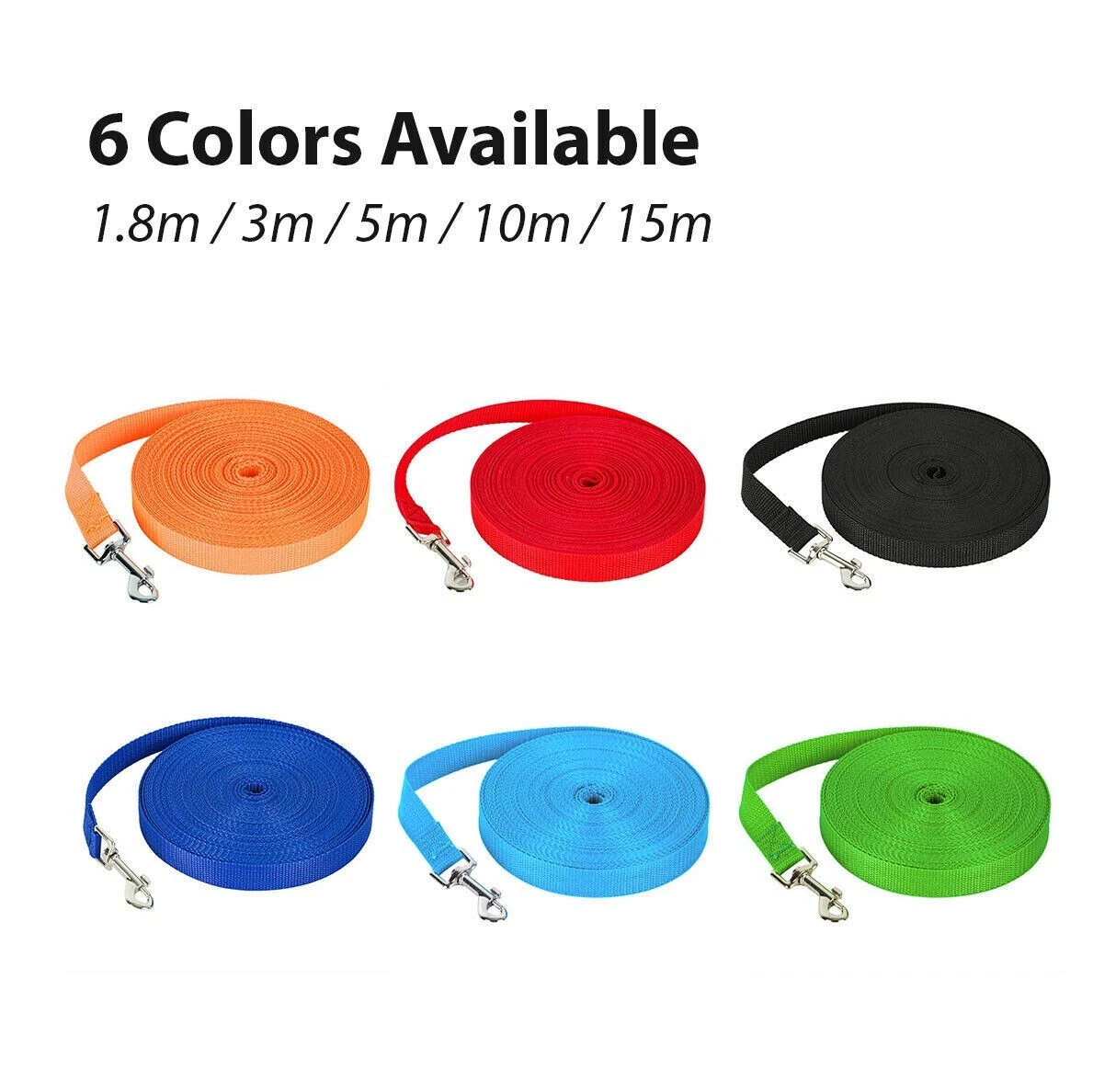 1.8-30M Long Dog Training Nylon Lead Pet Puppy Leash Recall Rope Obedience Slip