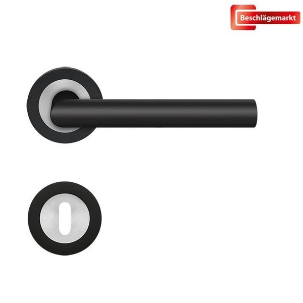 Karcher TüRdrüCker Rosetten-Garnitur ER28 Rhodos Bicolor Schwarz Edelstahl Bb-image