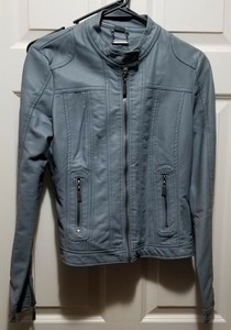 baby blue faux leather jacket
