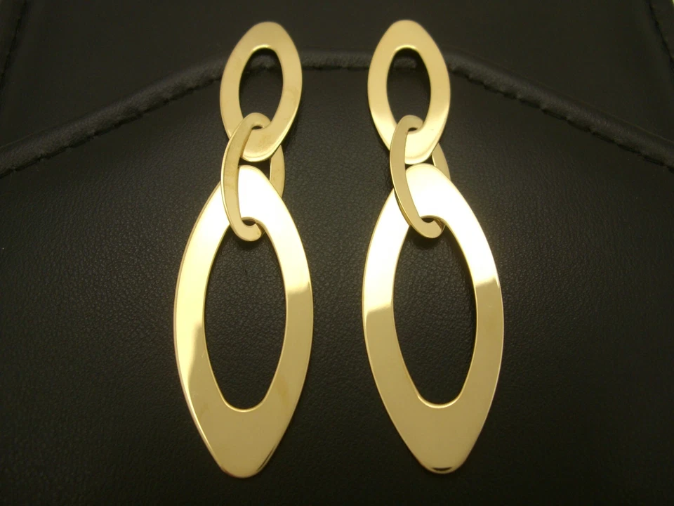 PENDIENTES COLGANTES ROBERTO COIN CHIC & SHINE ORO 18K GRANDES ESLABONES OVALADOS - 18,2 GRAMOS Foto 2 de 4