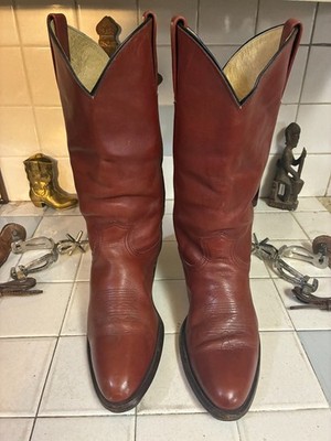 Frye Campus Boots Wine Red Leather Square Toe Knee High 10.5 Vintage Made in USA