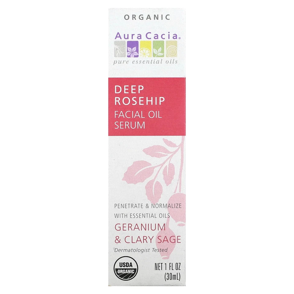 Organic Deep Rosehip Facial Oil Serum, Geranium & Clary Sage, 1 fl oz (30 ml) - Image 2 of 3