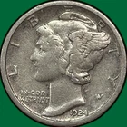 1924-S Mercury Dime Silver Choice Very Fine VF+ Coin #32987