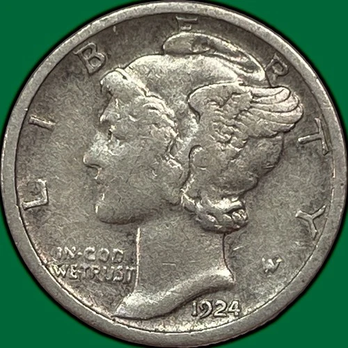 1924-S Mercury Dime Silver Choice Very Fine VF+ Coin #32987