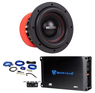 MB Quart RW1-164 300w RMS 6.5'' Car Audio Subwoofer+Mono Amplifier+Amp Wire Kit