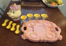 Vintage Beauty And The Beast Tea Set With Tray by the Disney Co.