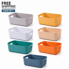 7 Pcs Plastic Storage Bins And Baskets For Efficient Home Classroom Organization