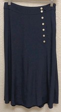 NWT Talbots Navy Blue Faux Wrap Buttons Below Knee Women's Skirt Size 6 Petite