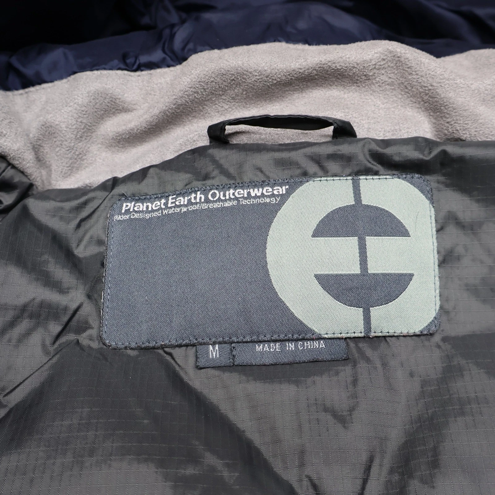 Planet Earth Down Jacket Mens Medium Blue Insulated Quilted Pit Zip Puffer VTG - product detail image 5