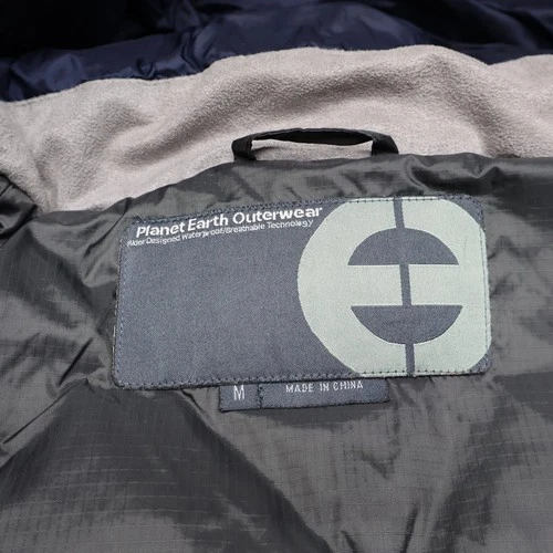 Planet Earth Down Jacket Mens Medium Blue Insulated Quilted Pit Zip Puffer VTG image 5
