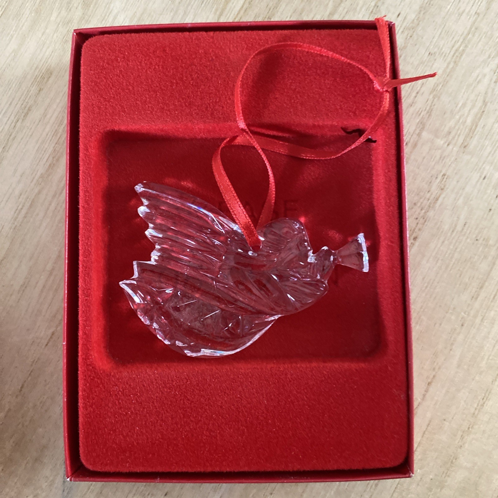 Gorham Full Lead Crystal Holiday Angel Horn Christmas Ornament In Box Germany
