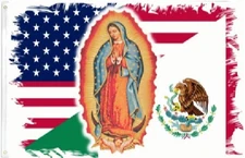 3X5 OUR LADY USA Mexico VirgIn de Guadalupe FLAG BANNER 100D W/ GROMMETS