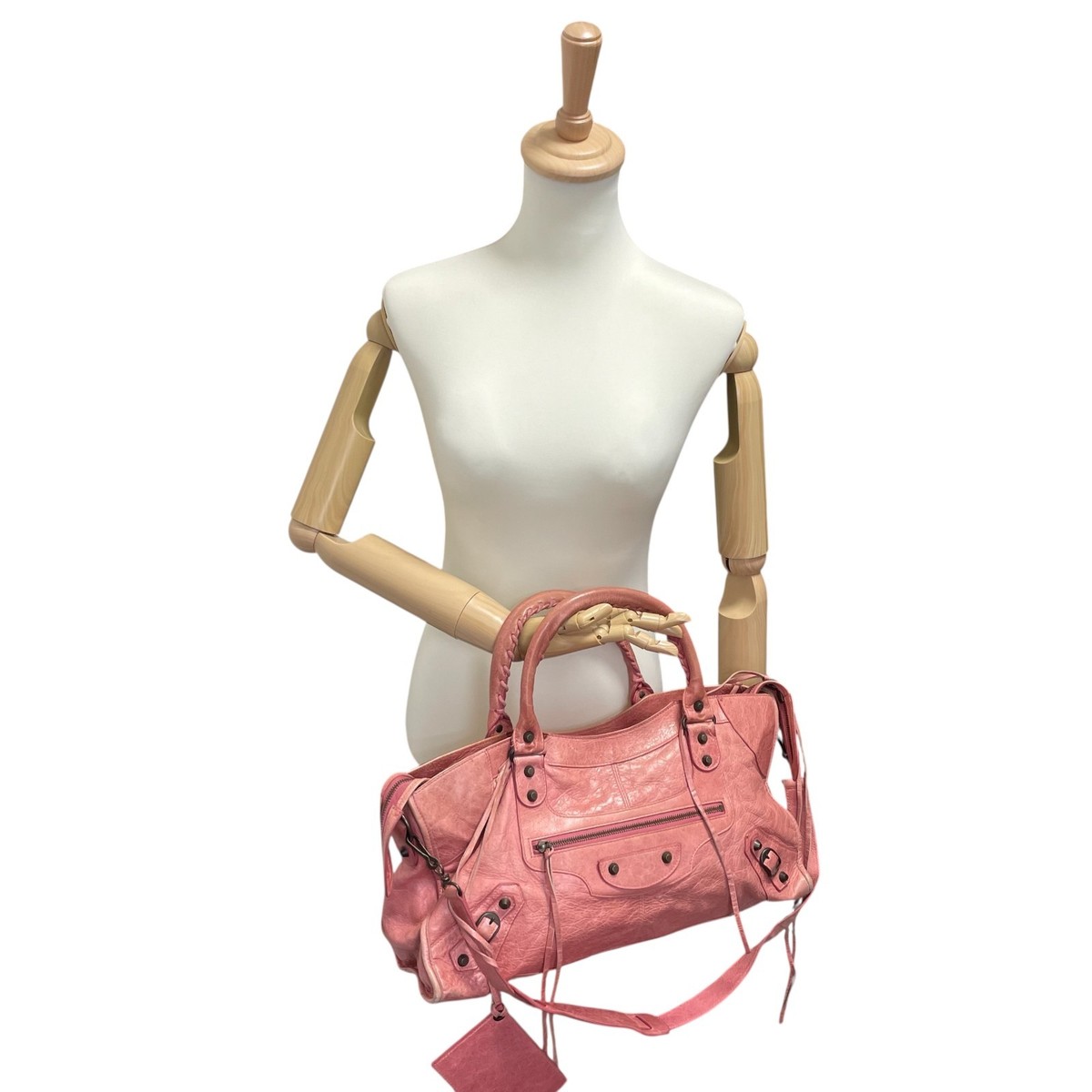 BALENCIAGA The City bag 2way Handbag Pink Leather 115748 Y2K