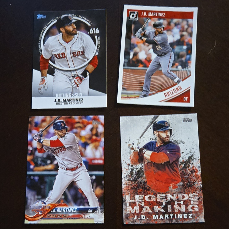 J.D. Martinez Red Sox/Diamondbacks 2018 Topps/Donruss 4-Card Insert Lot